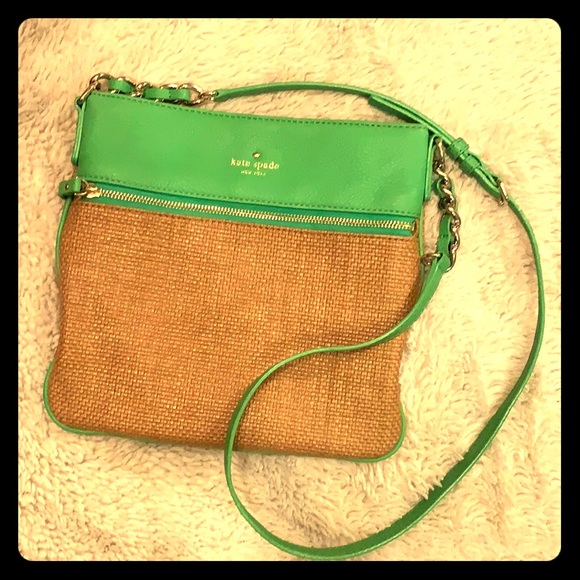 kate spade Handbags - Kate Spade green and tan woven accent crossbody